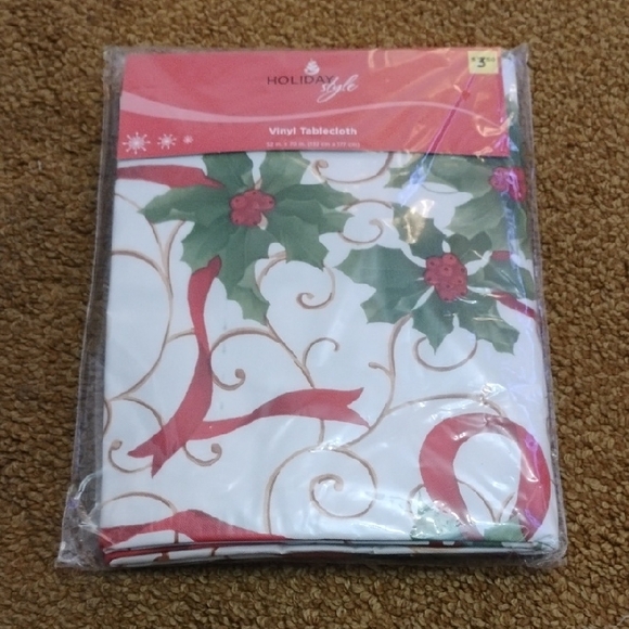 Other - Vinyl Tablecloth - Festive Red and Green